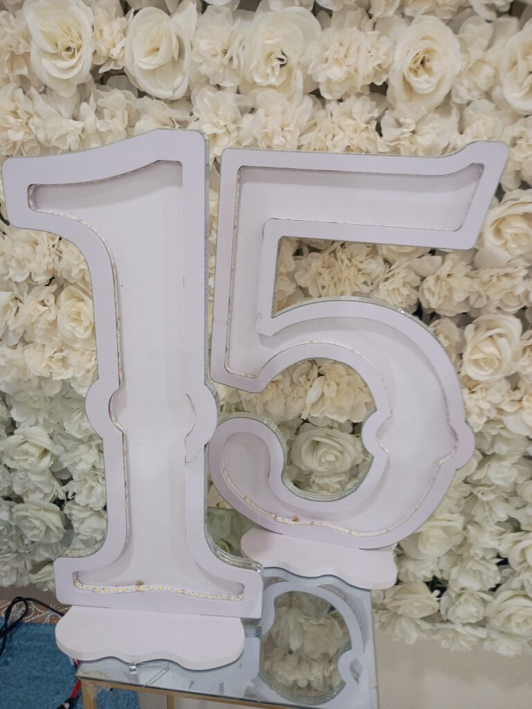 Numbers 1 and 5 with led lights