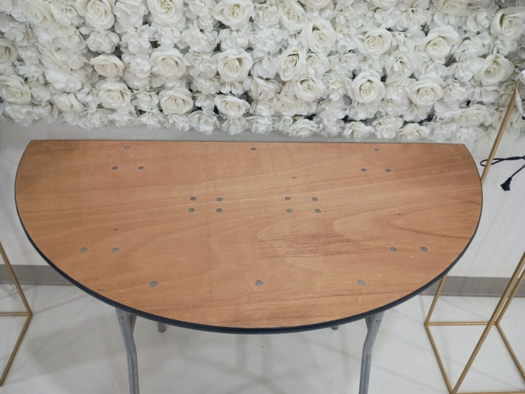 Half circle table for cake or gifts